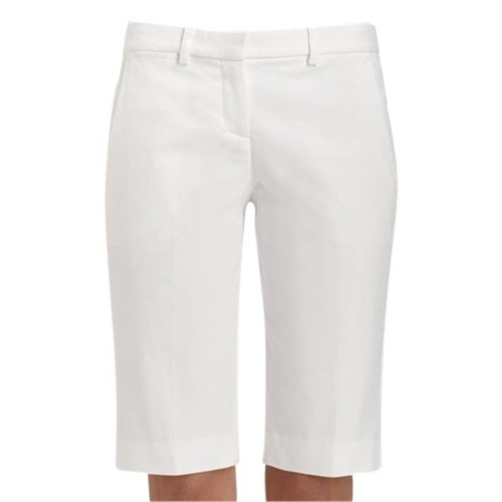 THEORY Palmer Solid White Bi-Stretch Bermuda Shorts Sz 4